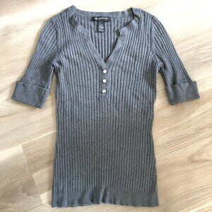 INC International Concepts Gray Short Sleeve Sweater Preppy Academia Size P/S